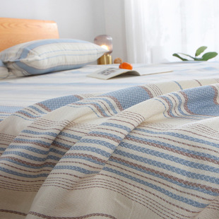 High-Quality Class a Shandong Pure Cotton Old Coarse Cloth Bed Sheetss Single Piece Cotton Jacquard Double Quilt Three-Piece Set Autumn & Y