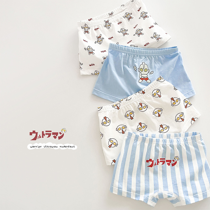 Children's underwear class a cotton antibacterial cartoon boys and girls four corners boxer no butt baby shorts wholesale
