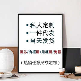 北欧客厅装饰画批发无框帆布挂画芯打印海报动漫家居背景墙壁画