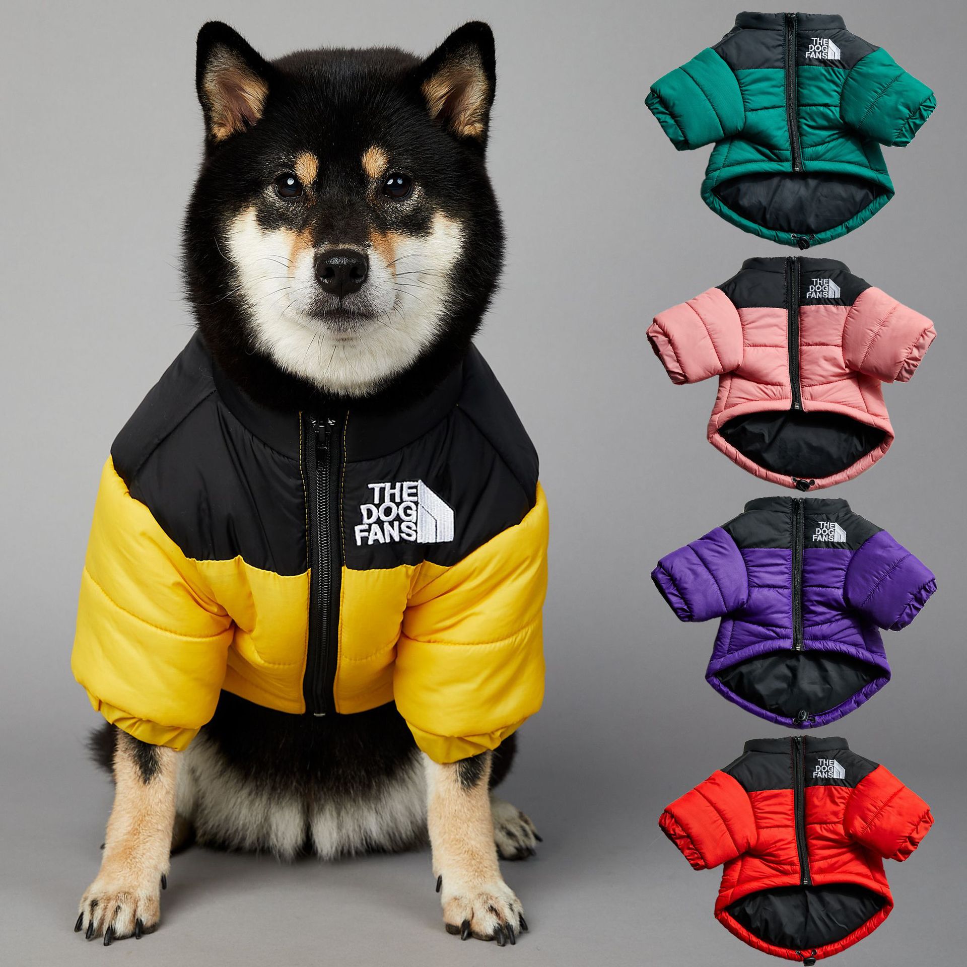 Marca de moda americana perro cara a prueba de viento perro a prueba de lluvia perro grande invierno cálido impermeable perro mascota chaqueta acolchada de algodón