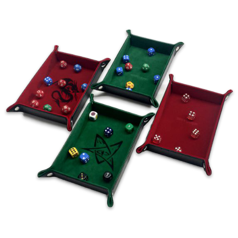 源头工厂PU皮革游戏色子收纳盘 可折叠骰子托盘 滚动骰子游戏塔