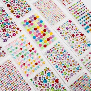 Shiny Diamond Gem Crystal Stickers for Kidsren and Girls Heart Masonry Stereo 3D Makeup Decoration Stickers