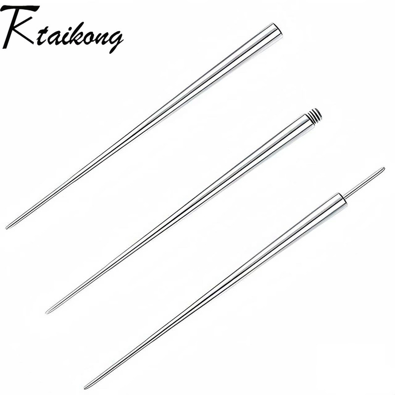 Stainless steel perforated auxiliary guide rod traction needle internal and external threaded needle belly button nail tongue nail lip nail ear nail insertion rod