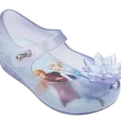 Brazilian Melissa 2024 New Frozen Children's Shoes Summer Girls Sandals Cartoon Baby Fish Mouth Princess Shoes