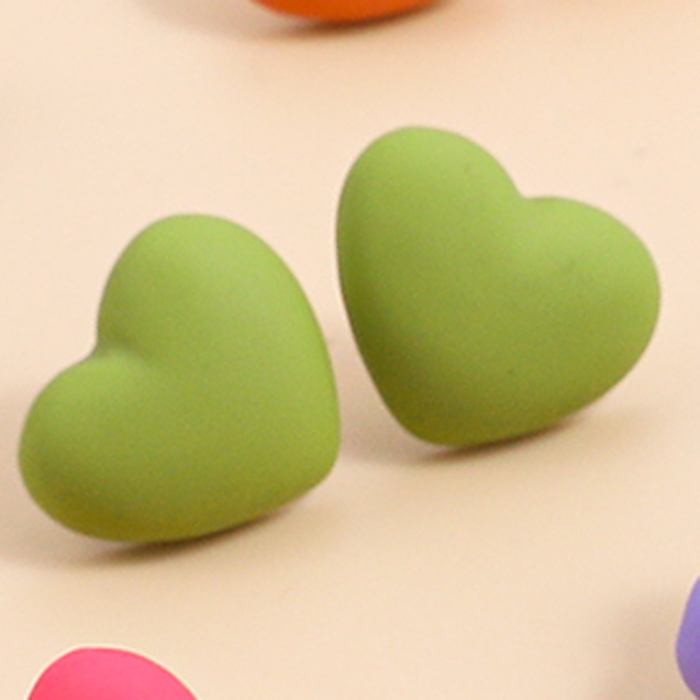 Candy Color Heart Stud Earrings Cute Small Cartoon Earrings