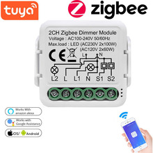 涂鸦Zigbee二路调光通断器APP手机语音控制改装件模块 零火版