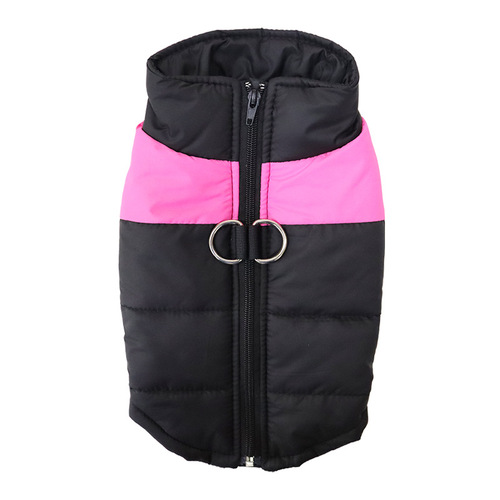 Pet dog winter warm thickened cold-proof ski suit, windproof vest, cotton-padded coat, traction jacket, down jacket.