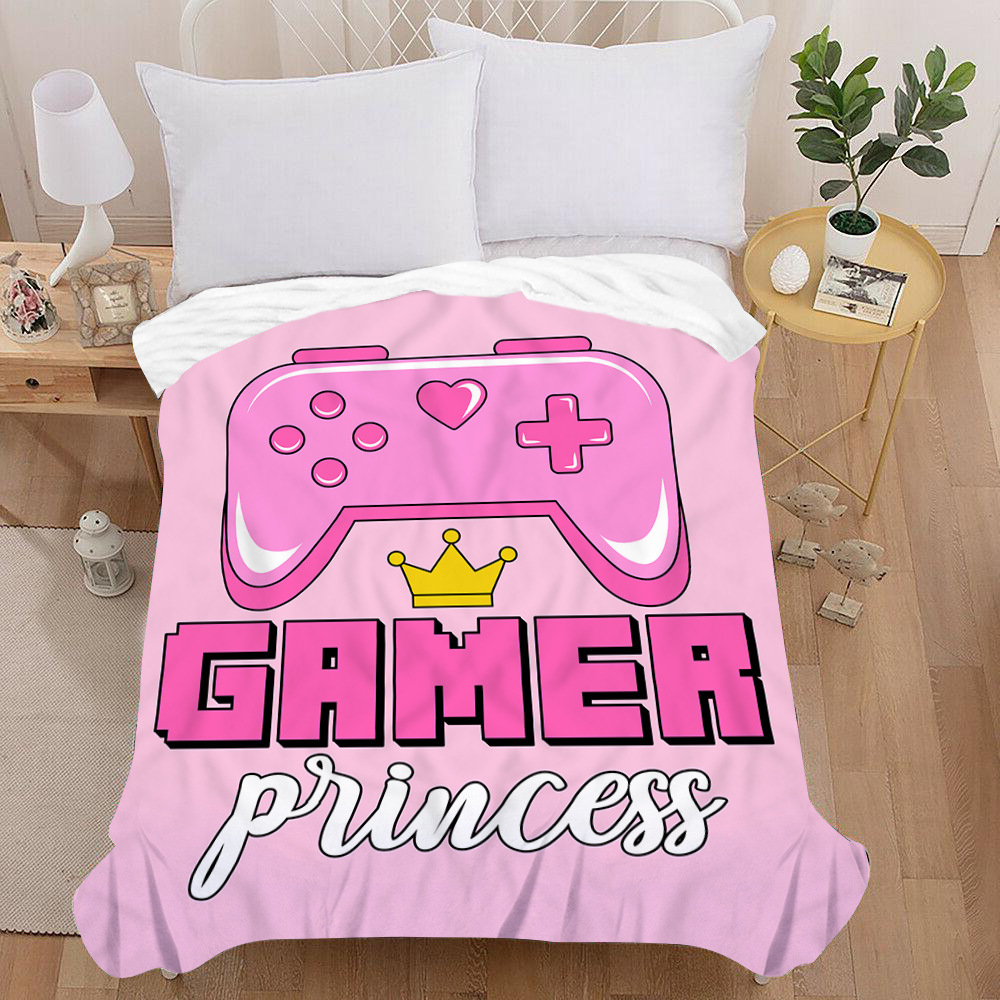 游戏机系列厂家直供3D数码印花法兰绒双层毯午睡盖毯空调毯懒人毯