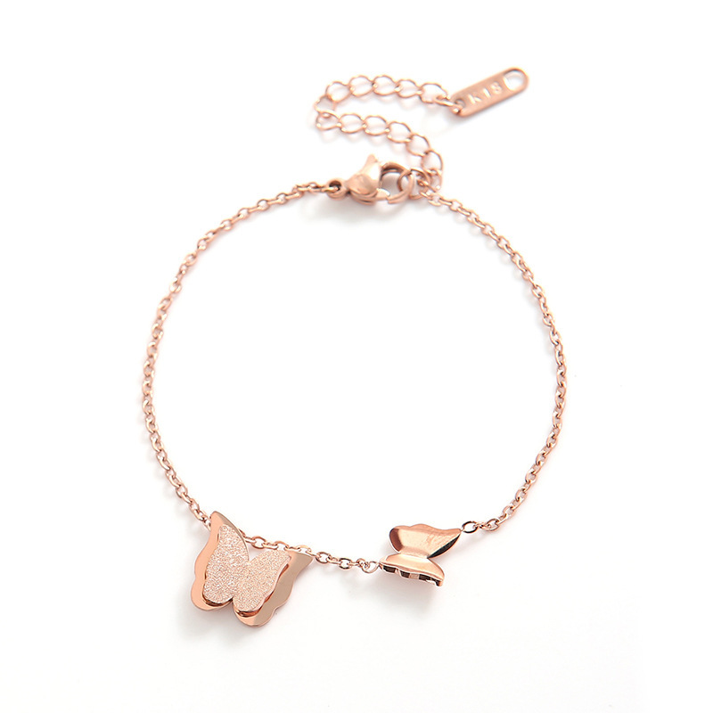 Caliente Jian mariposa esmerilada tobillera de acero de titanio anillo de pierna de acero de titanio femenino joyería popular Playa accesorios de mujer TikTok Net popular