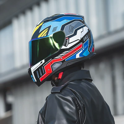 Motorcycle Safety Supplies — can be equipped with Bluetooth - colorful-mecha-color-lenses-l-code-double-mirror