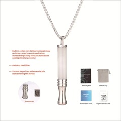 零售 虎眼石辅助戒烟项链钛钢饰品天然石内置棉芯呼吸阻力冥想