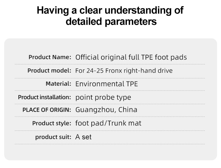 Suitable for 24-25 Model Suzuki Fronx Car Floor Mats, Custom-Fit Car Mats, Full Tpe Trunk Mat, Cross-Border