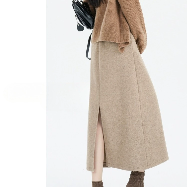 Прямая юбка цвета хаки, женская весна, осень и зима с высокой талией