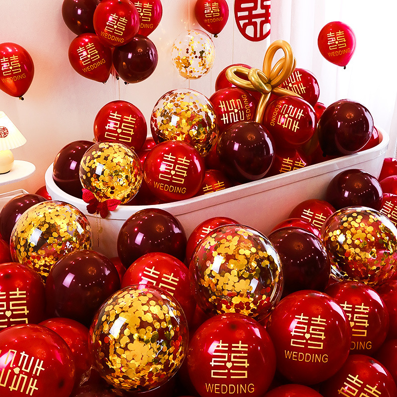 Wedding balloons wedding room decoration proposal decoration balloons double layer thick pomegranate red sapphire red balloons wedding balloons