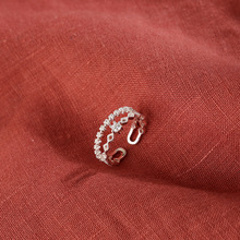s925纯银双层锆石皇冠戒指女小众设计感甜美开口可调节指环食指戒