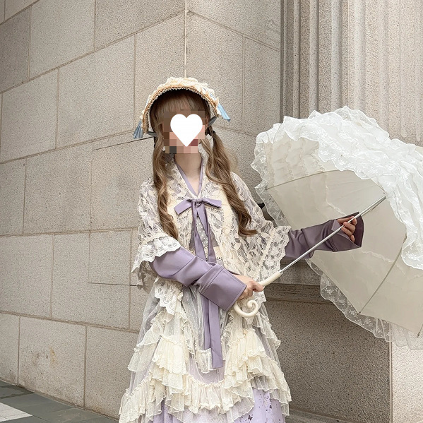 汉洋折衷汉服秋冬日常紫色套装交领开衫马面裙山海经洛丽塔汉元素