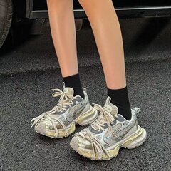 跨境老爹鞋女银色春秋新款系带网红爆款ins潮休闲欧货超火运动鞋