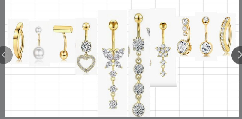 9つのステンレスのへその輪の組み合わせの銅はジルコンの水滴のへその輪の円形のハート型のへその釘のメーカーの現物を入れます。