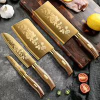 Перетаскивающий титановый нож из нержавеющей стали кухонный нож для домашнего приготовления кости Специальный фруктовый нож острый печатный подарочный набор