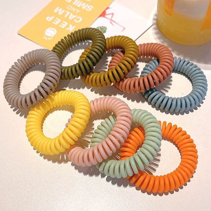 Проволока для волос Telephone Coil Hair Rope (П ponytail) — матовая и прозрачная, корейский простой элегантный, ассорти цветов