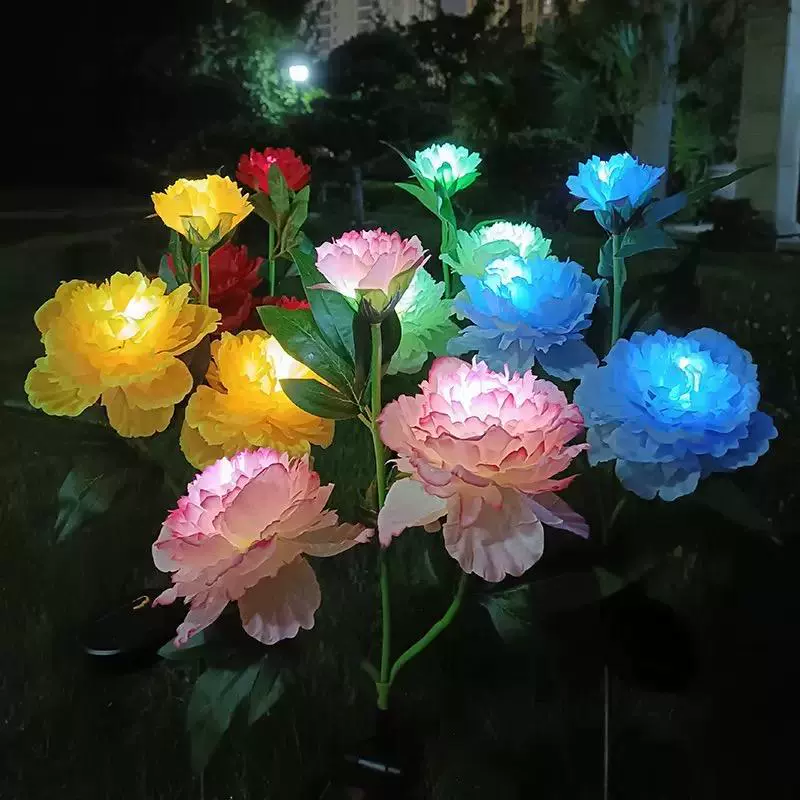 太阳能牡丹花户外庭院花园别墅阳台装饰布置草坪地插景观灯