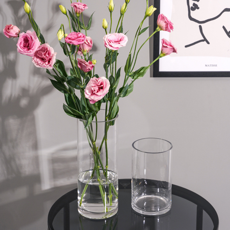 Direct selling rich bamboo plastic vase high-level transparent thick vase ornaments wind hydroponic straight acrylic vase