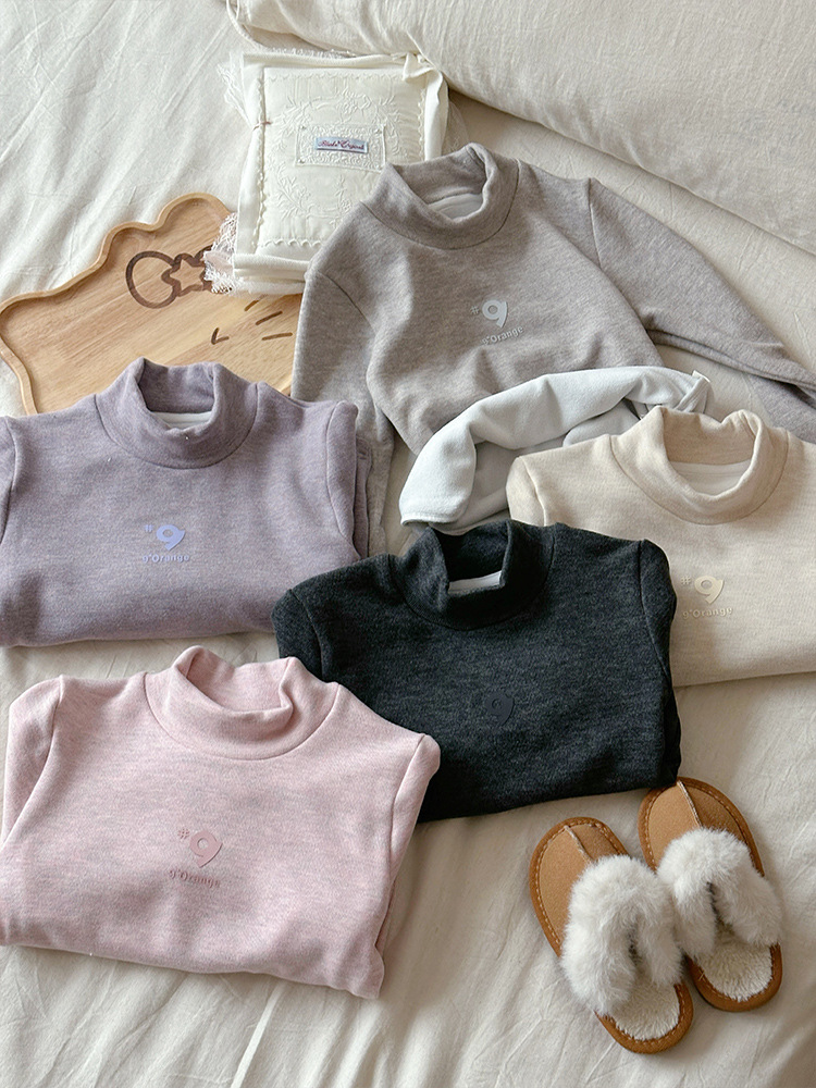 [Spot] 380g una camisa de cachemira de invierno para niñas con un cuello medio alto para niños