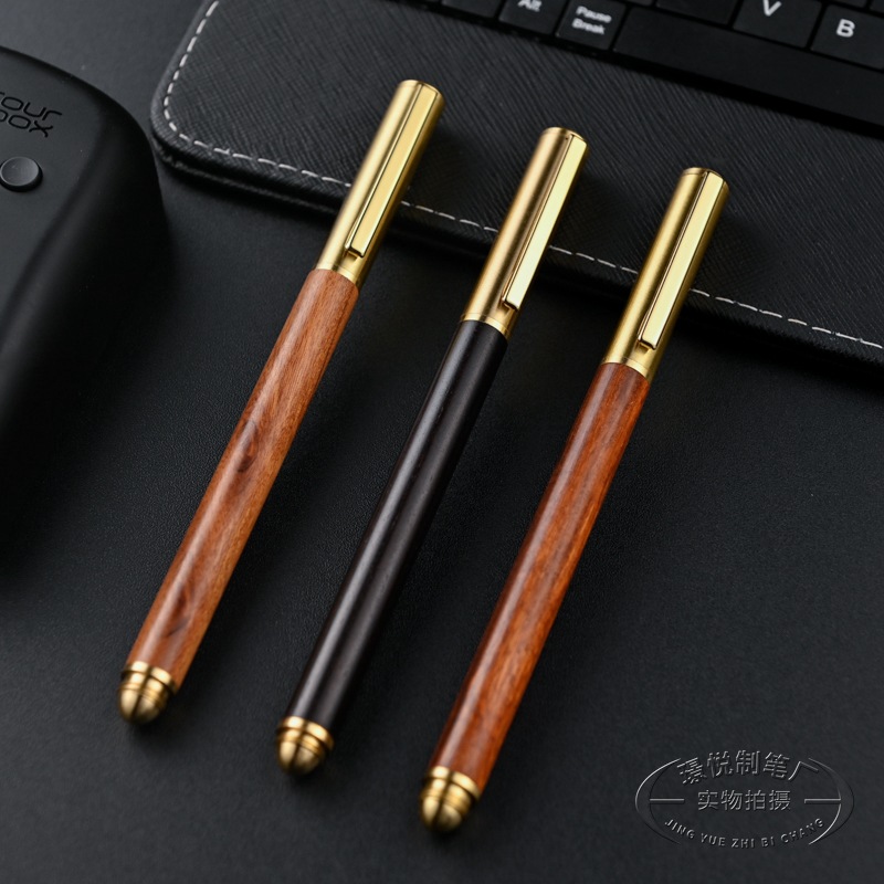 Wooden neutral sign pen with pen holder business ball pen office metal wood pen retro settable logo