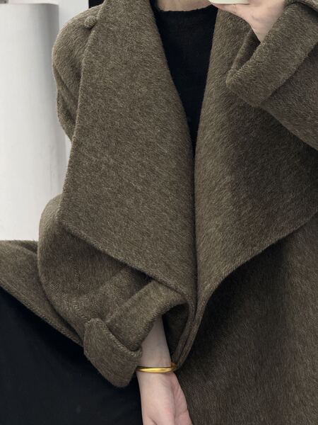 2025 New High-End Large Lapel Elegant Lazy Style Double-Sided Wool Outwear Women's Thickeneded Warm Wool Outwear