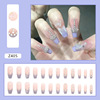 Long fake nails for manicure, blue nail stickers, crystal, french style