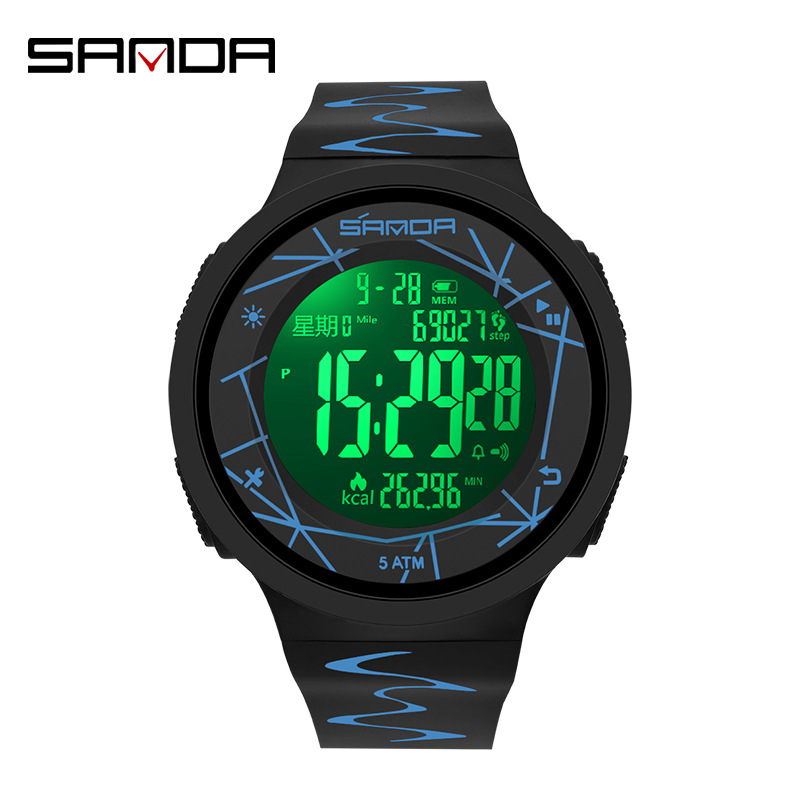 SANDA reloj medidor de calorías nocturna multifuncional impermeable al aire libre reloj electrónico de montaña