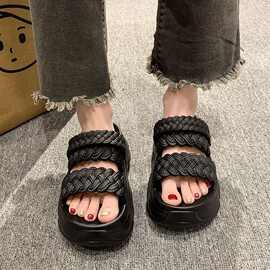 拖鞋女外穿5厘米左右增高罗马松糕底两穿凉鞋百搭夏季外穿时尚百