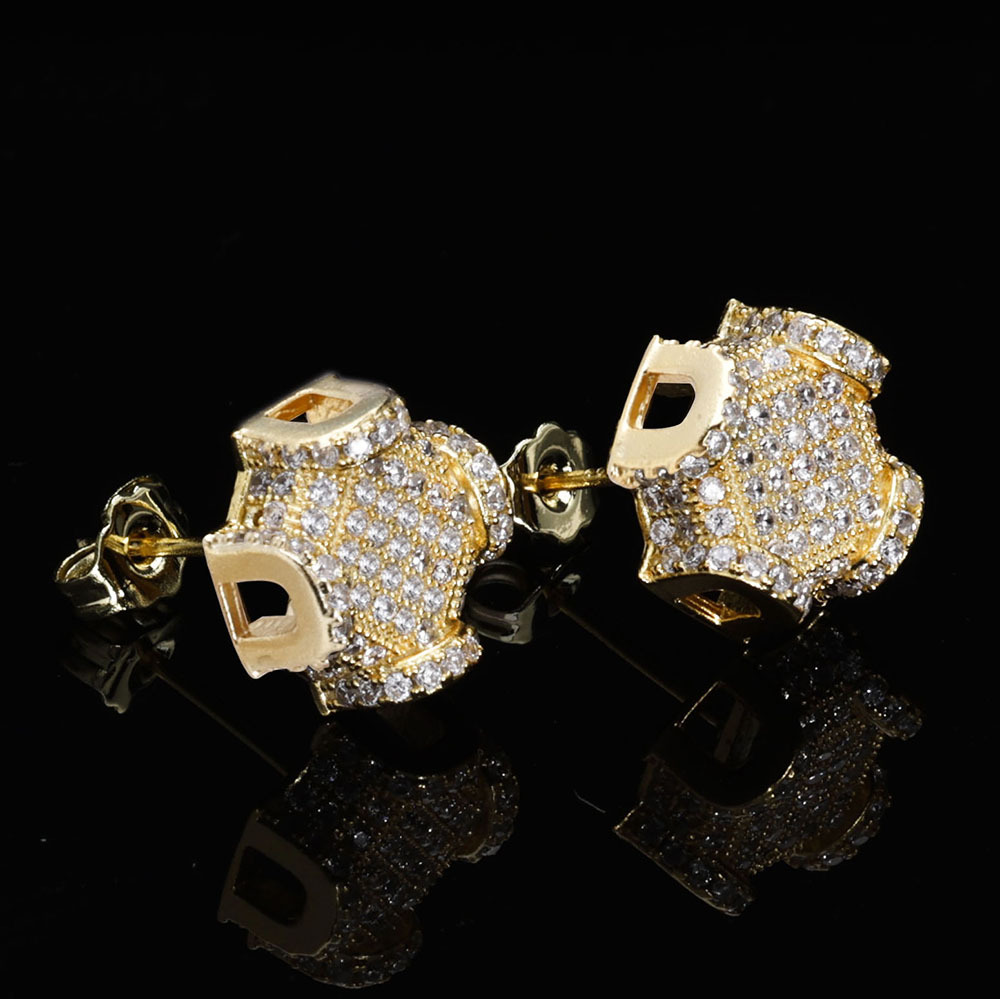 hip hop personality new full diamond men's earrings trendy jewelry high end zircon earrings_voghion.com
