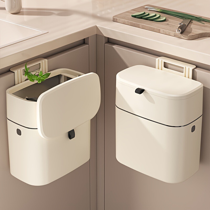 I 55373 Wall-Mounted Covered Trash Can Wall-Mounted Trash Can with Lid
