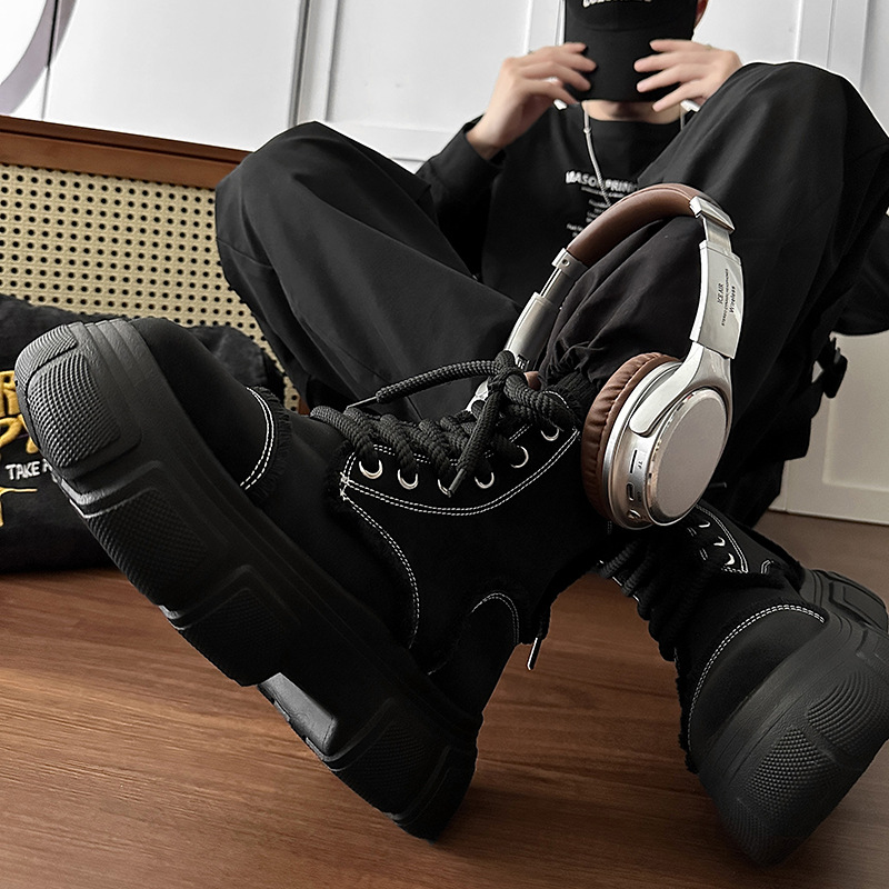Men's Leather Motorcycle Boots And High Top Work Safety Shoes_voghion.com