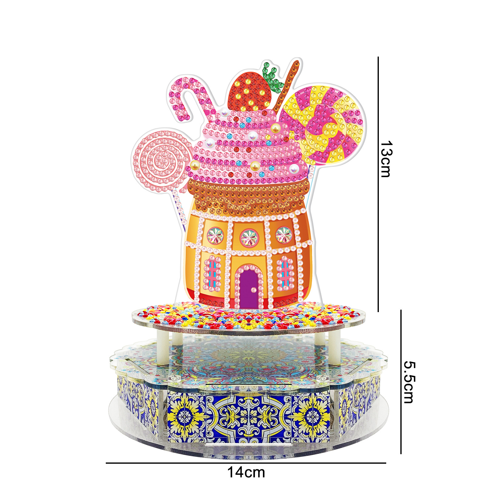 Pintura de diamantes adornos de dormitorio hechos a mano DIY punto taladro de forma especial taladro de música iluminación giratoria adornos al por mayor