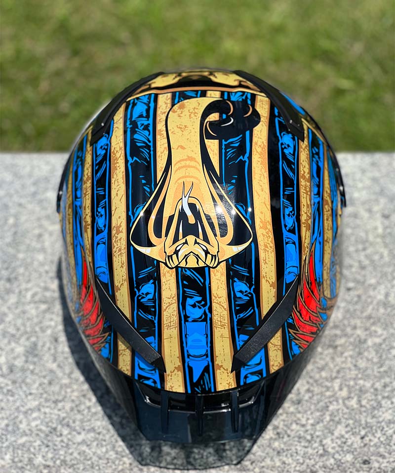 Motorcycle Helmet Personalized Snow House Style with Extended Spoiler