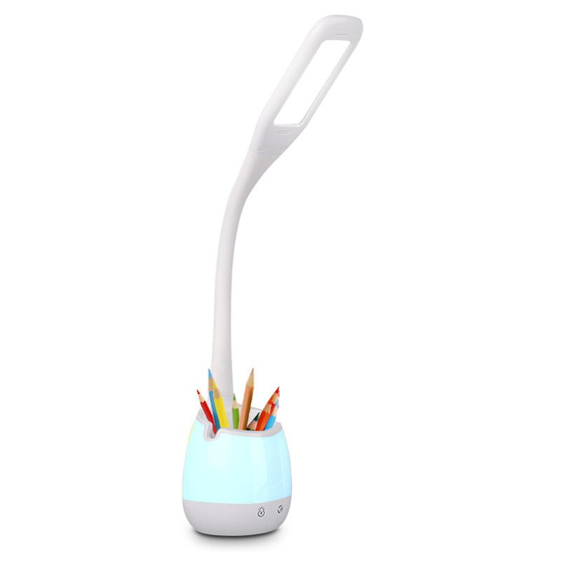 Multifunctional Colorful Atmosphere Night Light with Pen Holder and Phone Stand, Eye-Protecting Reading and Learning Led Desk Lamp for College Students