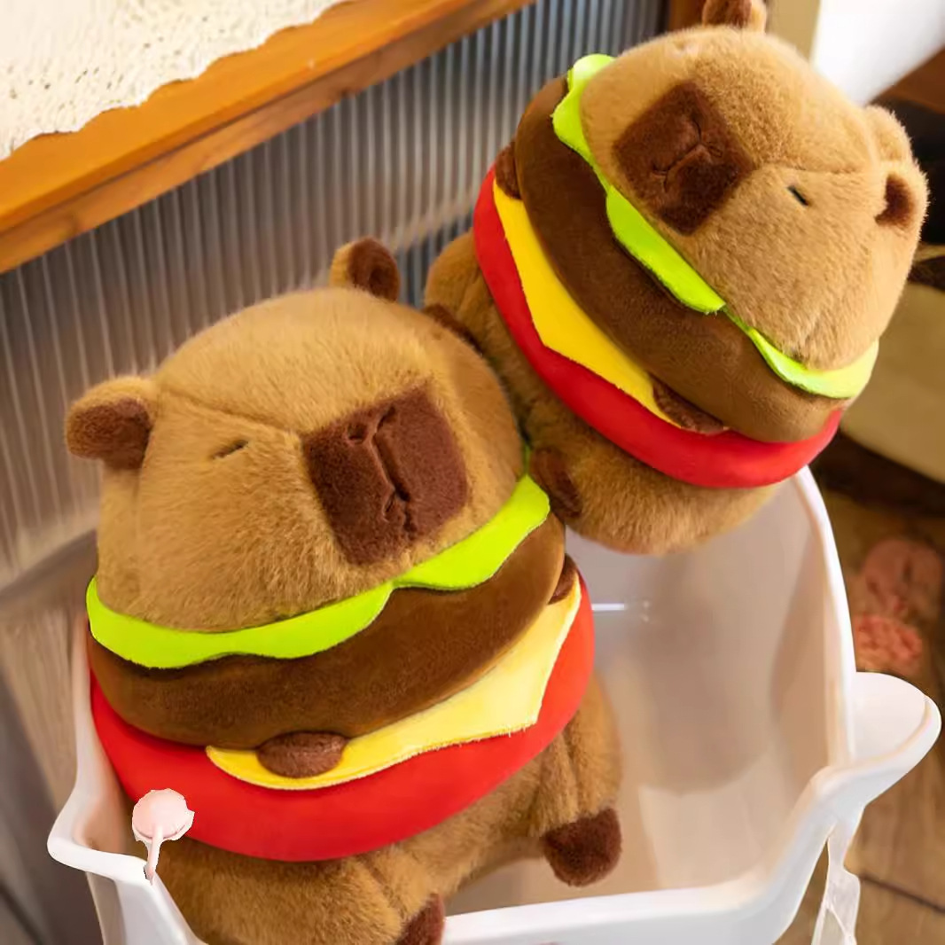 Red roja Kapibala muñeca peluche hamburguesa carpincho muñeca muñeca fea linda muñeca regalo de cumpleaños niña