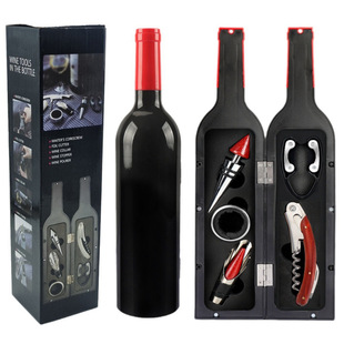Source Factory Cross-border Black Large Wine Bottle Five-piece Set Wine Bottle Three-piece Set Wine Bottle Opener Wine suit Gift Box