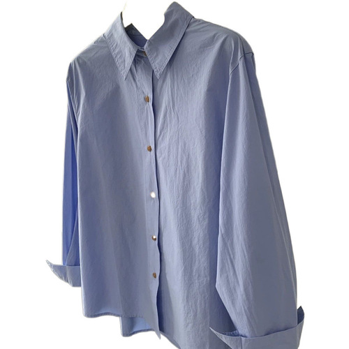 Chic Cotton Shirt Women's Top 2025 Korean Version Long Sleeve 100% Cotton Casual Layering High-End Luxurious Blouse