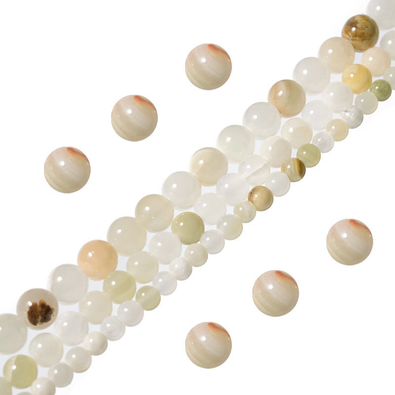 Natural Flower Blue Jade Round Beads Semi-finished Wholesale Jewelry Accessories display picture 4