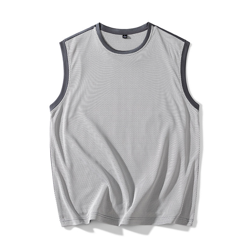 Sports Vest Men's Fitness Quick-drying Sleeveless T-shirt Ice Silk American Style Waistcoat Running Short-sleeved Summer Basketball Training Suit