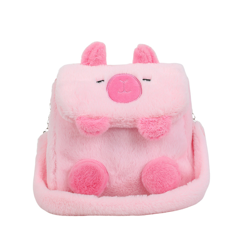 El nuevo bolso de felpa con solapa Kapibala, bolso de almacenamiento de dibujos animados lindo capibara, bolso diagonal de doble uso para niñas