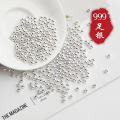 グラム卸売りS999足銀ビーズ散珠光珠部品DIY編みひもボールビーズ材料偽一罰三