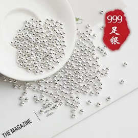 按克批发S999足银珠子散珠光珠配件DIY编绳圆珠串珠材料假一罚三