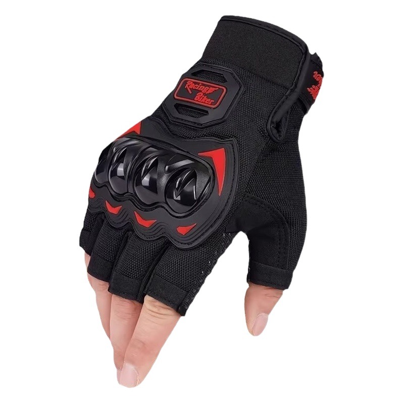 Guantes de moto para verano y otoño, medio dedo, transpirables, holgados, con carcasa protectora tridimensional anticolisión, compatibles con pantalla táctil, esenciales para la conducción en comercio exterior.
