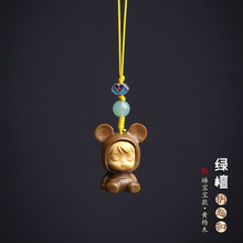 热卖配饰绿檀木黄杨睡眠娃娃钥匙扣手机链珠绳车挂件吊坠复古饰品