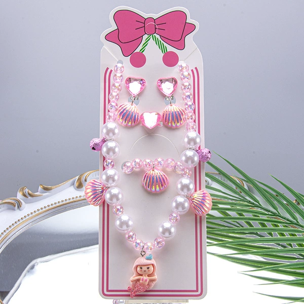 Pink necklace, chain, set