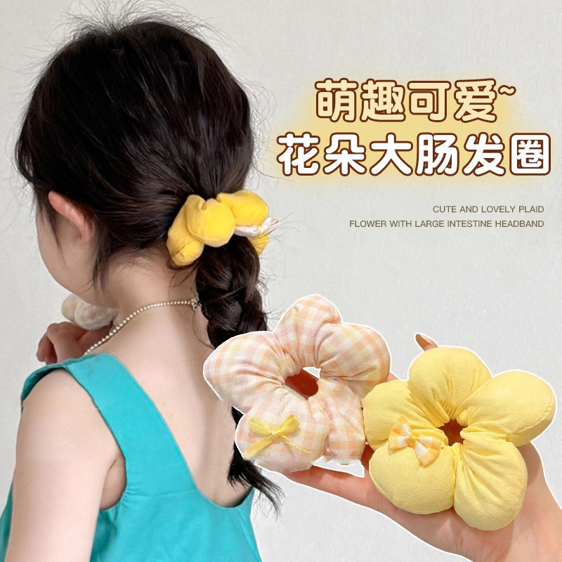 儿童花朵蝴蝶结大肠发圈女童可爱丸子头发绳女童头绳宝宝皮筋发饰|undefined